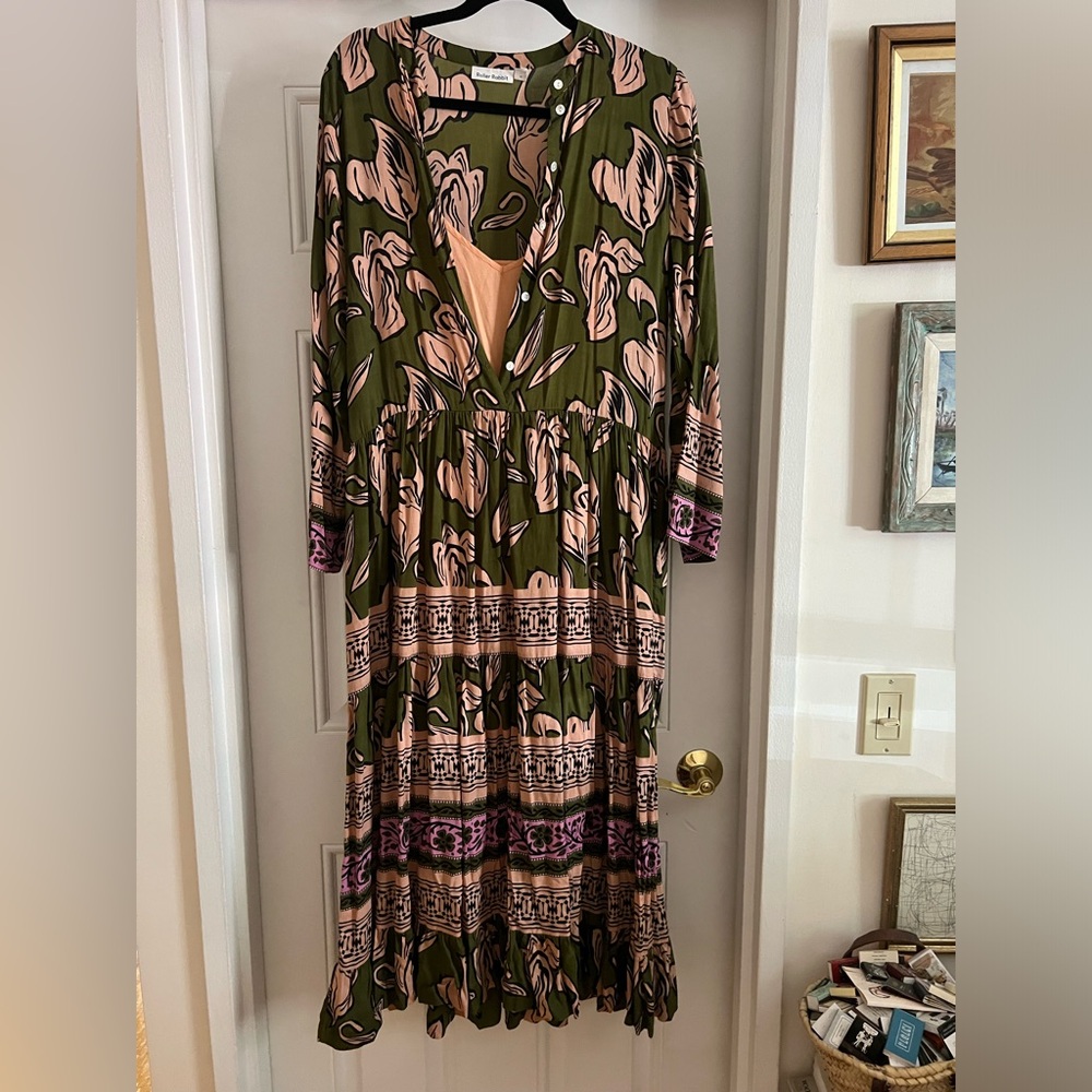 Roller Rabbit green tropical maxi dress